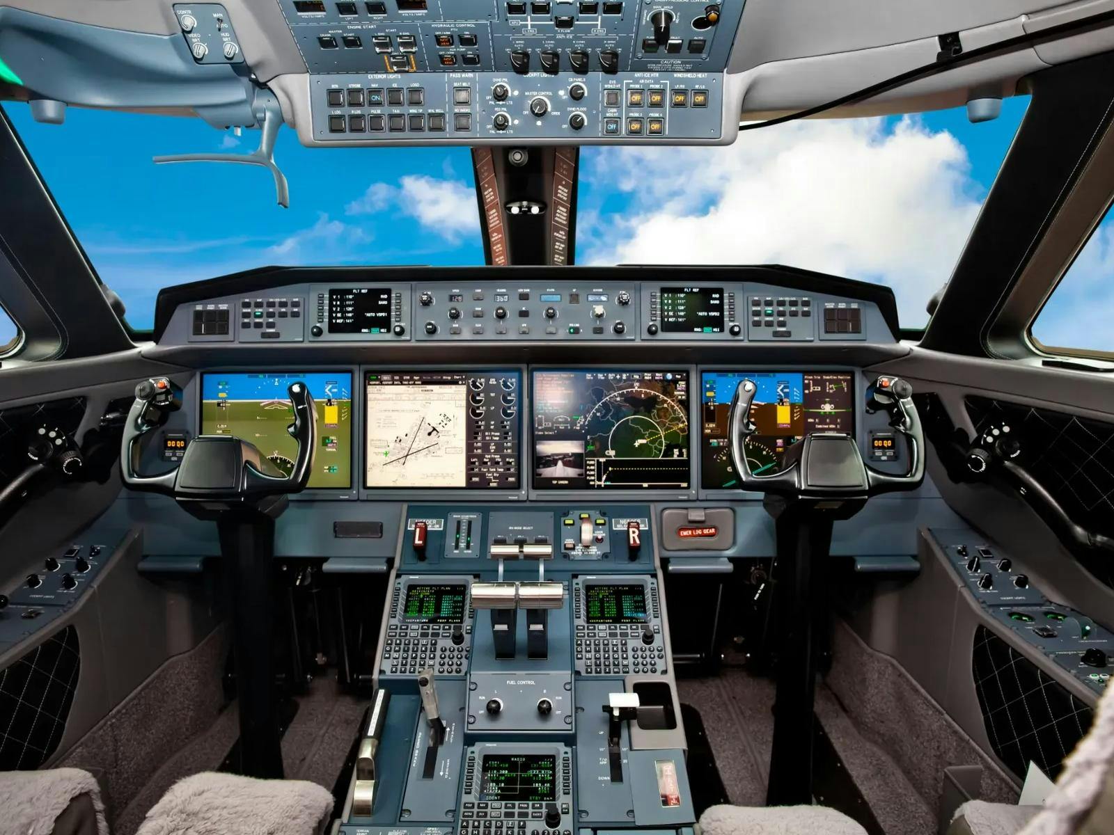 Cockpit of a private plane.