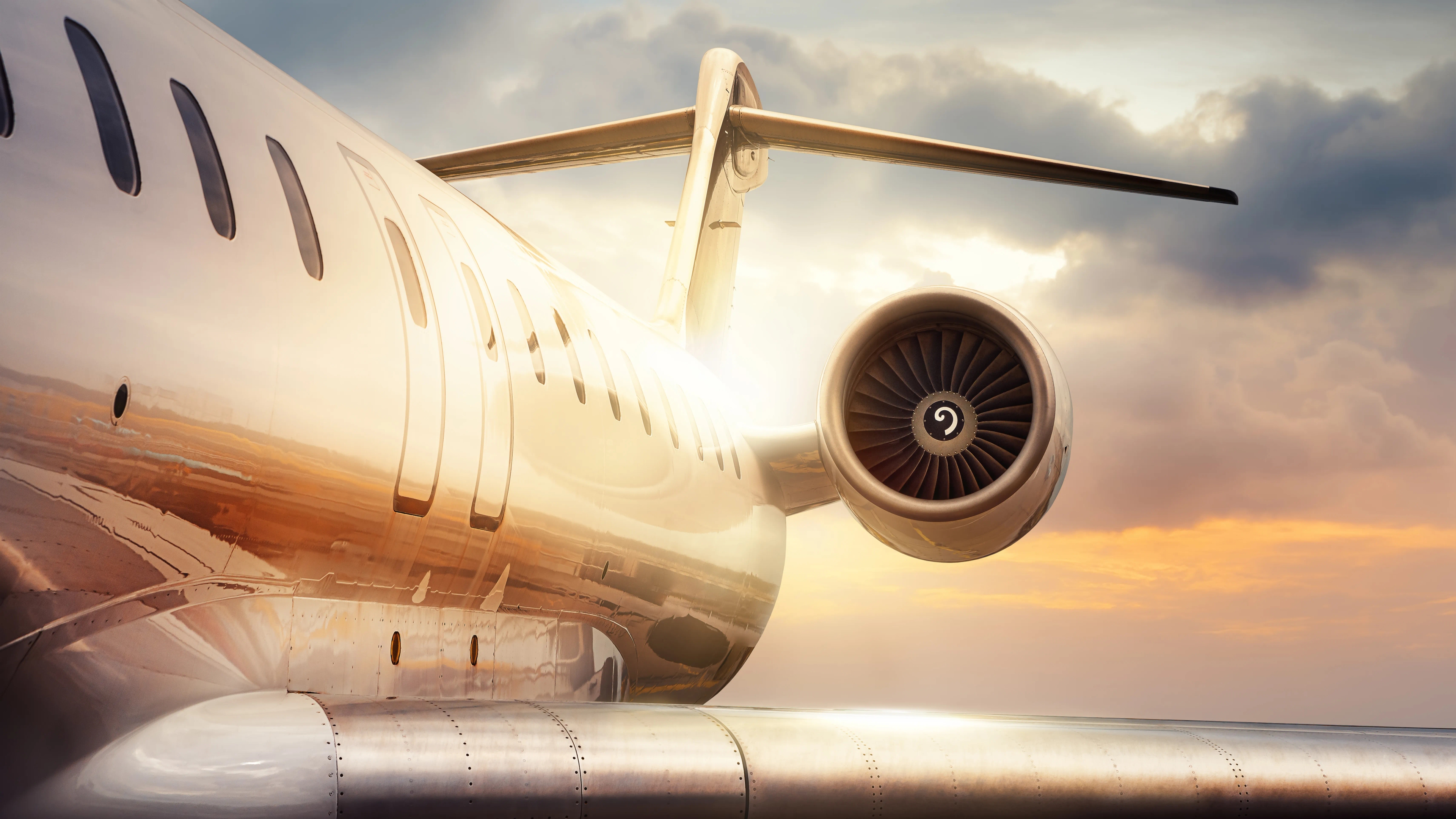 Close up of the turbine of a private plane.
