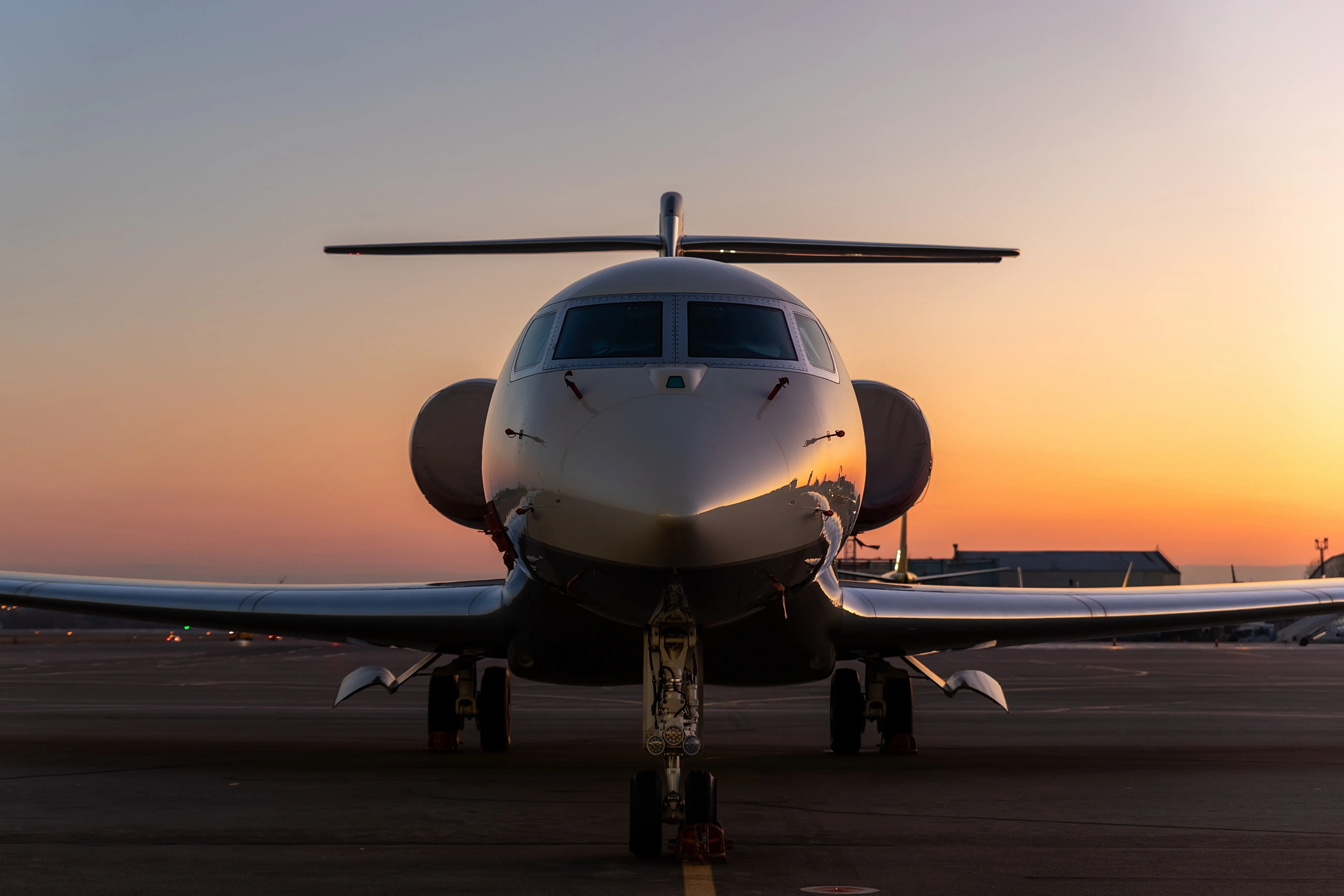 Close up of the turbine of a private plane.