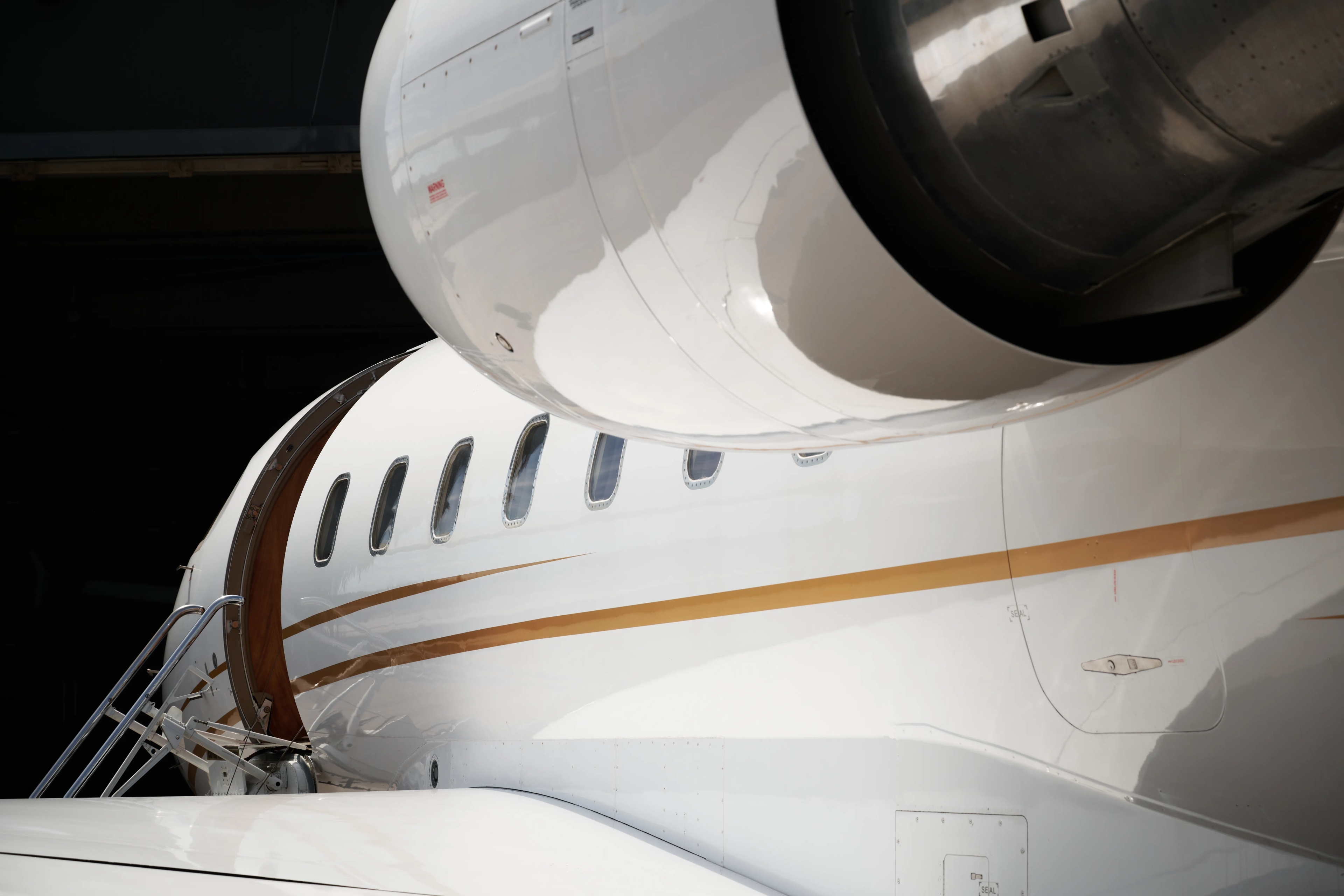 Private jet in flight.