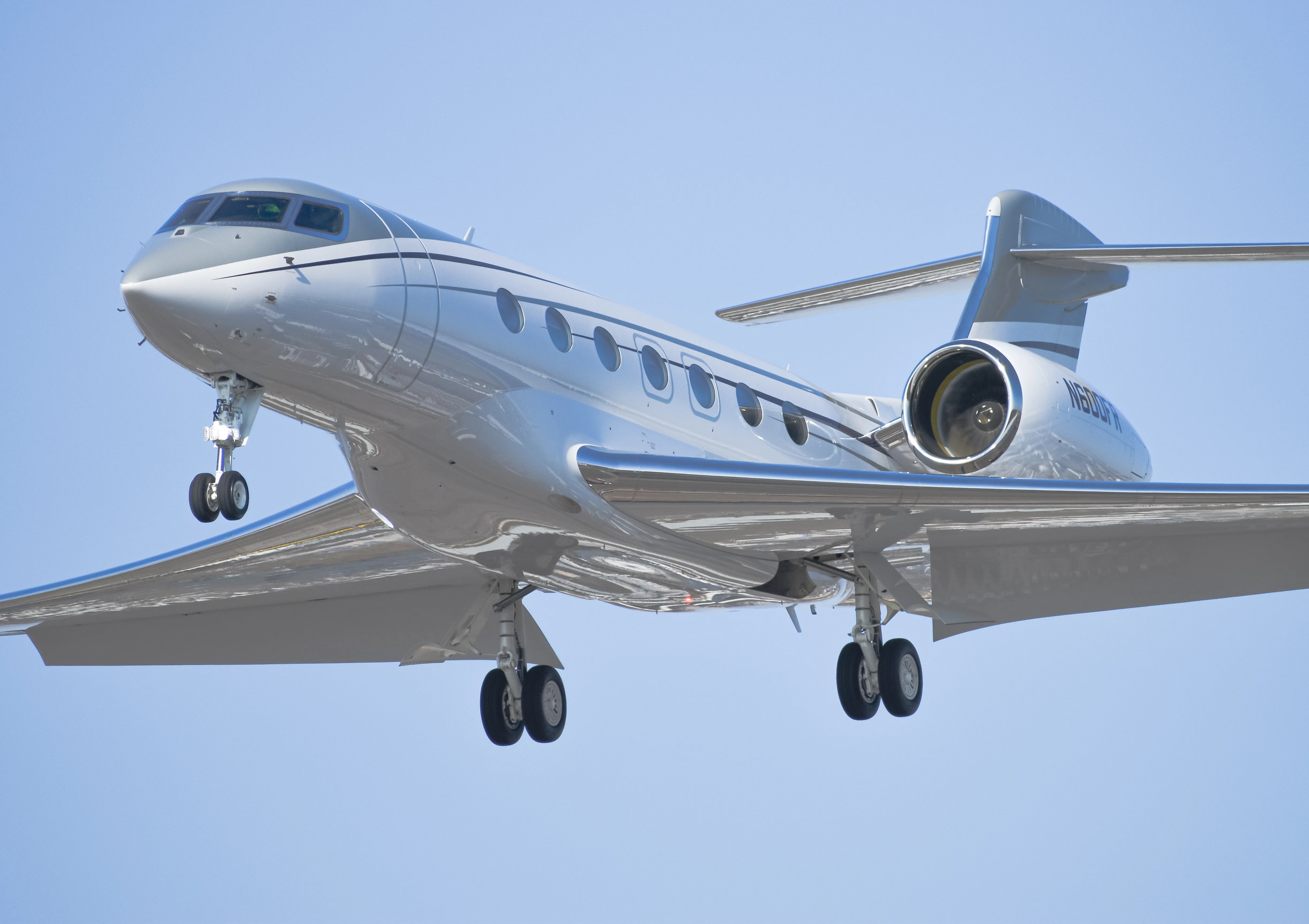 Private jet in flight.